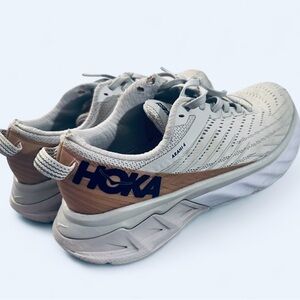 Hoka Cream and Tan Athletic Shoes